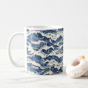 Blauw Golfpatroon Koffiemok