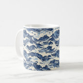 Blauw Golfpatroon Koffiemok (Voorkant links)