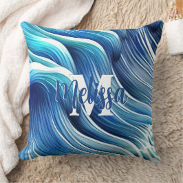 Blauw golfpatroon kussen