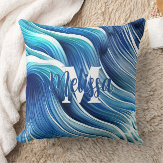 Blauw golfpatroon kussen