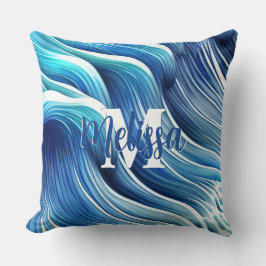 Blauw golfpatroon kussen