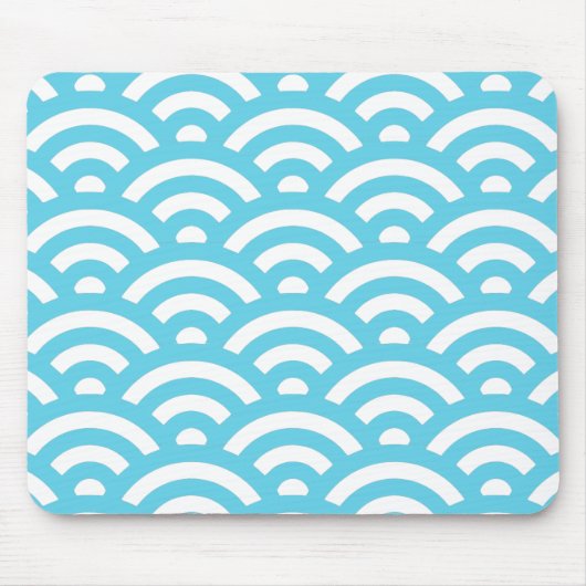 Blauw golfpatroon muismat (Voorkant)