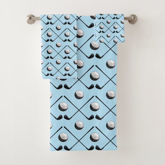 Blauw golfpatroon ontwerp bad handdoek (Insitu)