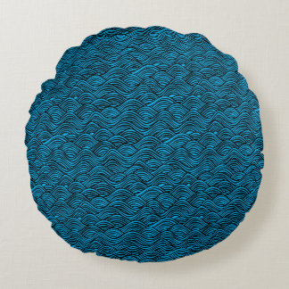 Blauw golfpatroon rond kussen