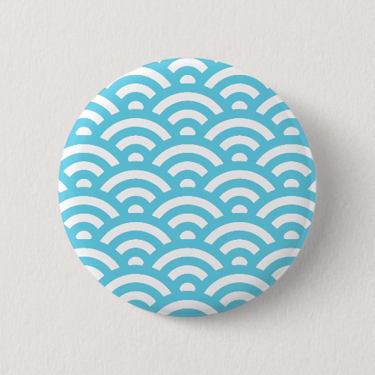 Blauw golfpatroon ronde button 5,7 cm (Voorkant)