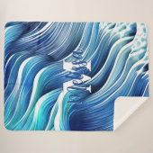 Blauw golfpatroon sherpa deken (Voorkant (horizontaal))