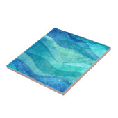 Blauw golfpatroon stijlvol huisontwerp tegeltje (Zijkant)