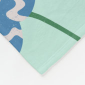 Blauw golvend bloempatroon fleece deken (Hoek)