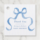 Blauw golvend lintboog Baby shower Bedankjes Labels (Voorkant)