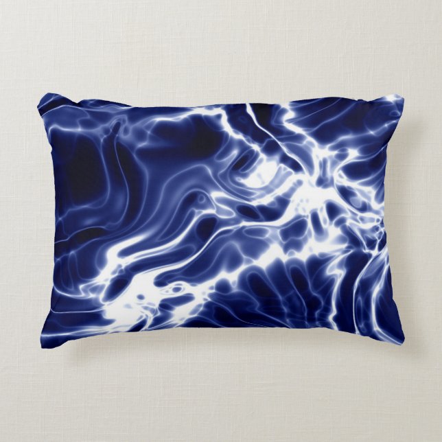 Blauw golvend patroon  accent kussen (Voorkant)