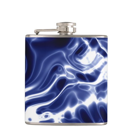 Blauw golvend patroon  heupfles (Voorkant)