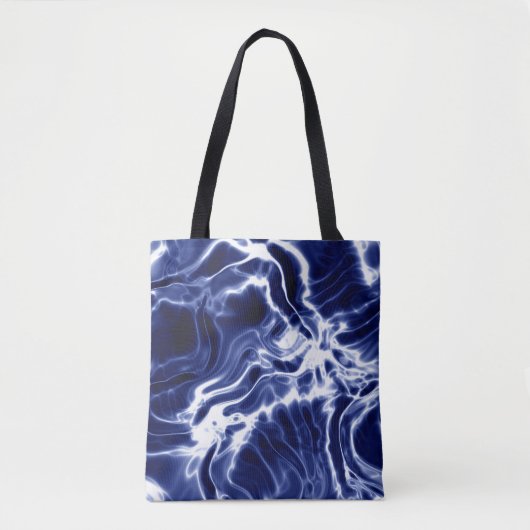 Blauw golvend patroon tote bag (Voorkant)