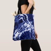 Blauw golvend patroon tote bag (Dichtbij)