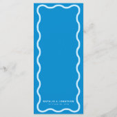 Blauw Golvend Retro Huwelijk Menu (Achterkant)