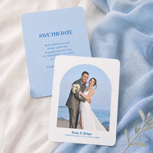 Blauw Golvende Cabana Bruiloft Save The Day Date