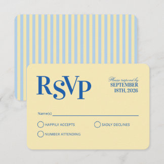 Blauw golvende cabana strepen trouw-RSVP-kaart RSVP Kaartje