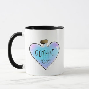 Blauw "Gothic or Go Home" Hart Potion Flesje Mok