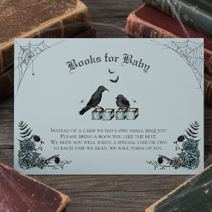 Blauw Gotisch Baby shower Zwart Raven Boeken voor Informatiekaartje