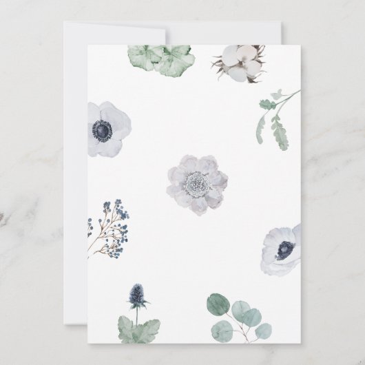 Blauw Gotisch Bloemen Schedel Baby shower Kaart (Achterkant)