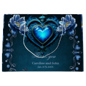 Blauw gotisch hart omgeven door magische bloemen groot cadeauzakje (Voorkant)