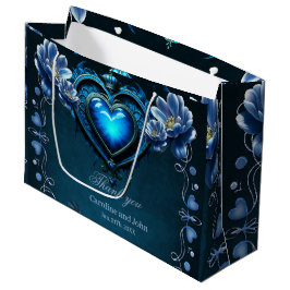 Blauw gotisch hart omgeven door magische bloemen groot cadeauzakje