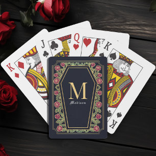 Blauw Gotische Thorn Roos Coffin Monogram Poker Ka Pokerkaarten