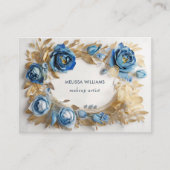 Blauw goud 3 D bloemen Visitekaartje (Voorkant)