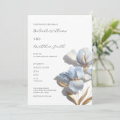 Blauw Goud 3D Bloemen Wit Kaart (Staand voorkant)
