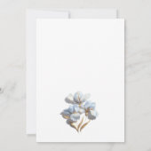 Blauw Goud 3D Bloemen Wit Kaart (Achterkant)