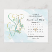 Blauw Goud 50e Jubileum Sla de datum op Aankondigingskaart (Voorkant)