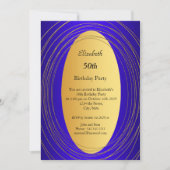 Blauw goud 50e verjaardag uitnodiging (Voorkant)