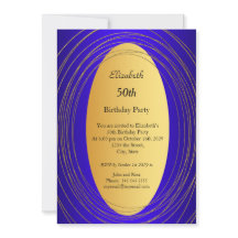 Blauw goud 50e verjaardag uitnodiging