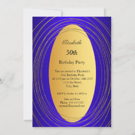 Blauw goud 50e verjaardag uitnodiging