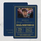 Blauw Goud 80ste Verjaardagsfeest Kaart (Voorkant / Achterkant)