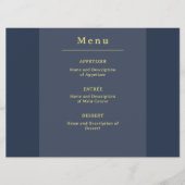 Blauw Goud Aangepast Plat Menu (Voorkant)