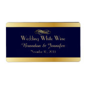 Blauw & Goud Aangepaste Bruiloft Mini Wijn Labels (Voorkant)