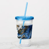 Blauw Goud Abstract 3D-effect Gepersonaliseerd 2 Acryl Drinkbeker (Achterkant)