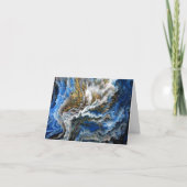 Blauw Goud Abstract 3D-effect Lege Notitiekaarten (Voorkant)