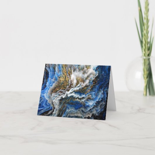 Blauw Goud Abstract 3D-effect Lege Notitiekaarten (Voorkant)