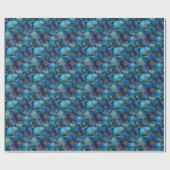 Blauw Goud Abstract Aquarel Bloemen Cadeaupapier (Vlak)