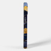 Blauw Goud Abstract Marmeren Monogram Initialen Case-Mate iPhone Case (Achterkant / Rechts)