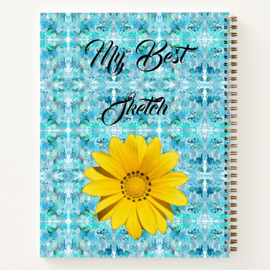 Blauw Goud Abstract Monogram Vlinder Schetsboek Notitieboek (Achterkant)