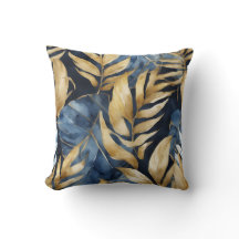 Blauw Goud Abstract Waterverf Kunstzinnige Botanis