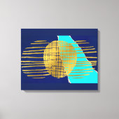 Blauw Goud Abstracte Collage Gespannen Canvas Afdruk (Voorkant)
