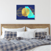 Blauw Goud Abstracte Collage Gespannen Canvas Afdruk (Insitu (Slaapkamer))