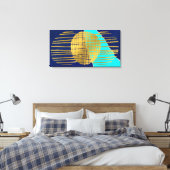 Blauw Goud Abstracte Collage Gespannen Canvas Afdruk (Insitu (Slaapkamer))