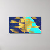 Blauw Goud Abstracte Collage Gespannen Canvas Afdruk (Voorkant)