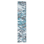 Blauw Goud Abstracte Kunst Korte Tafel Runner Tafelloper (Voorkant)