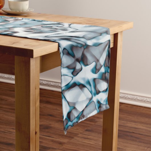 Blauw Goud Abstracte Kunst Korte Tafel Runner Tafelloper (Voorbeeld)