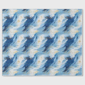 Blauw & Goud Abstracte Schildering Cadeaupapier (Vlak)